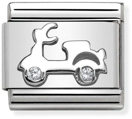 Nomination Classic Silver Cubic Zirconia Symbols Scooter Charm
