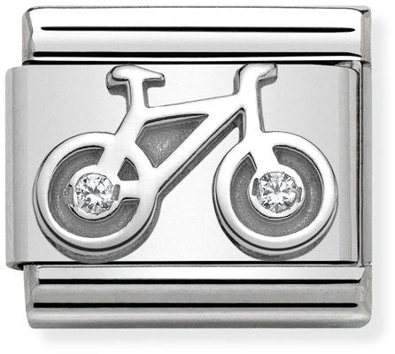 Nomination Classic Silver Cubic Zirconia Symbols Bicycle Charm