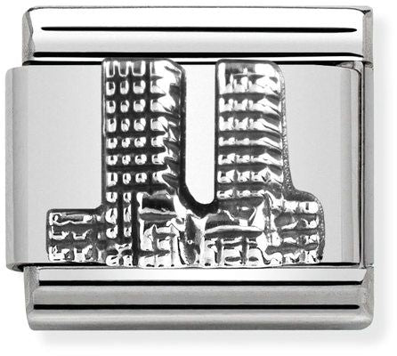 Nomination Classic Silver Monument Relief Twin Towers Charm