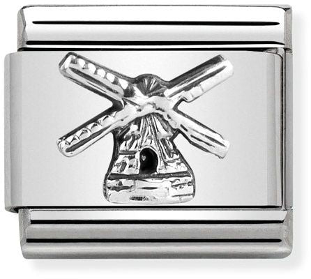 Nomination Classic Silver Monument Relief Windmill Charm