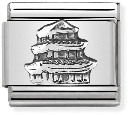 Nomination Classic Silver Monument Relief Pagoda Charm