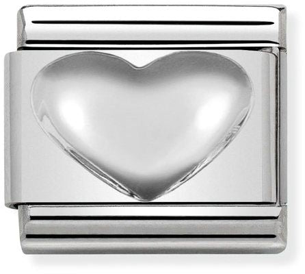 Nomination Classic Silver Oxidised Symbols Raised Silver Heart Charm