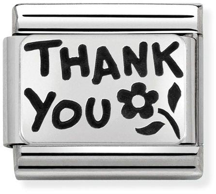 Nomination Classic Silver Oxidised Plates Thank You Charm