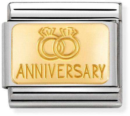 Nomination Classic Gold Engraved Signs Anniversary with Rings Charm