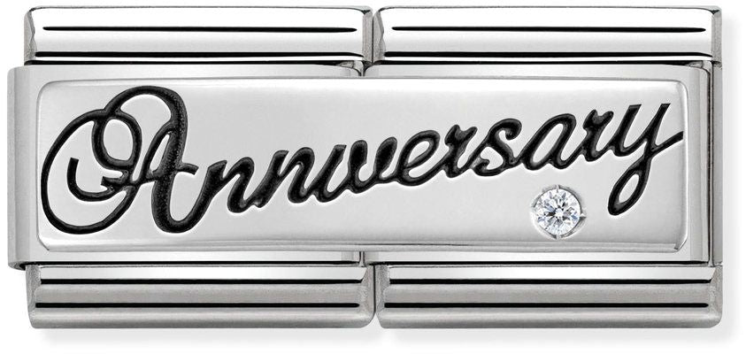 Nomination Classic Silver Cubic Zirconia Double Engraved Anniversary Charm