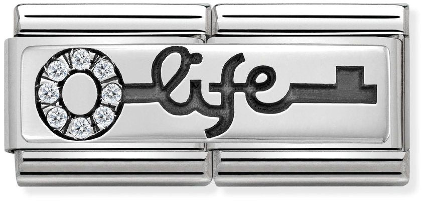 Nomination Classic Silver Cubic Zirconia Double Symbols Key To Life Charm