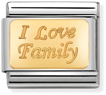 Nomination Classic Gold Engraved Signs I Love Family Charm