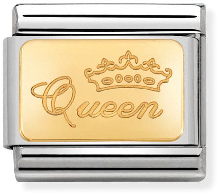 Nomination Classic Gold Engraved Signs Queen Charm