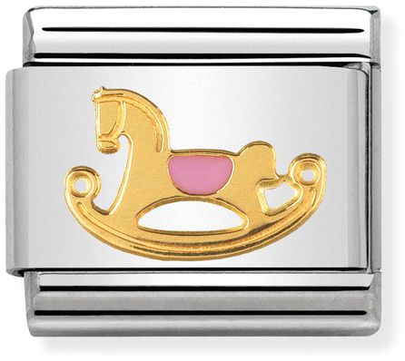 Nomination Classic Gold Daily Life Pink Rocking Horse Charm