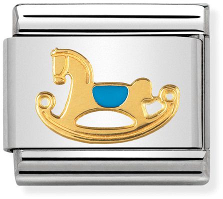 Nomination Classic Gold Daily Life Blue Rocking Horse Charm