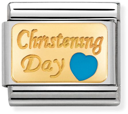 Nomination Classic Gold Plates Blue Christening Day Charm