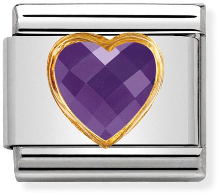 Nomination Classic Gold Classic Heart Faceted Purple Cubic Zirconia Charm