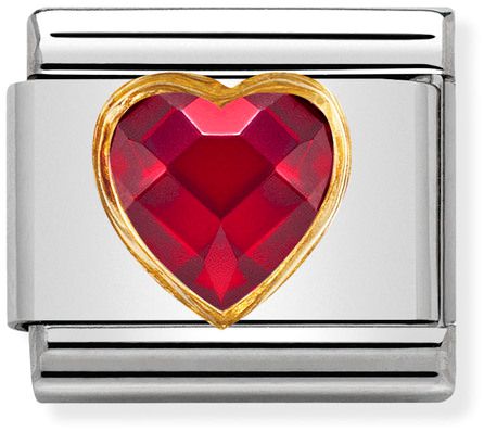 Nomination Classic Gold Classic Heart Faceted Red Cubic Zirconia Charm