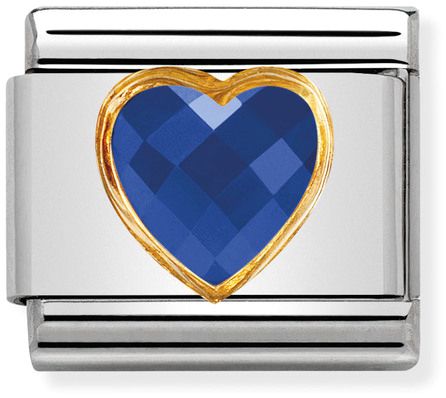 Nomination Classic Gold Classic Heart Faceted Blue Cubic Zirconia Charm