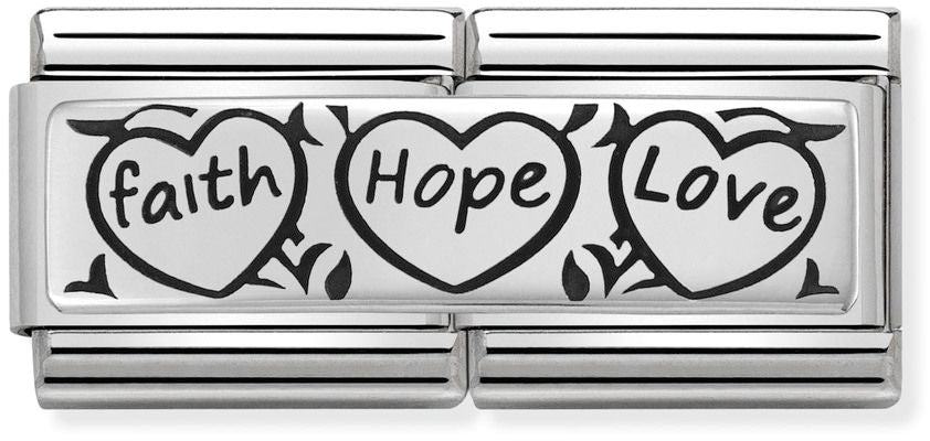 Nomination Classic Silver Double Engraved Faith Hope Love Charm