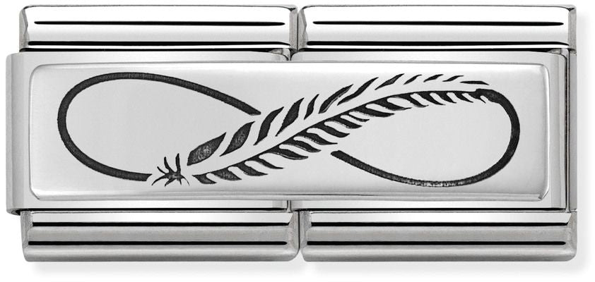 Nomination Classic Silver Double Engraved Infinity Feather Charm