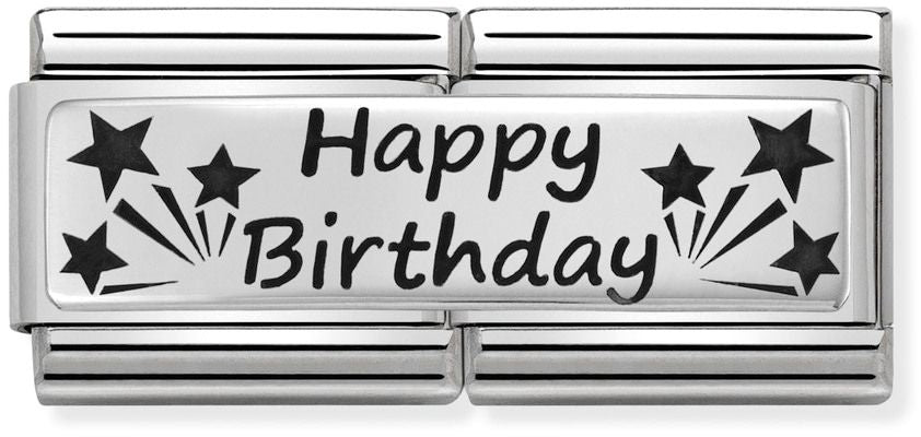 Nomination Classic Silver Double Engraved Happy Birthday Charm