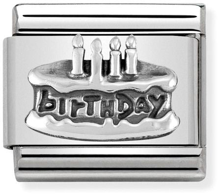 Nomination Classic Silver Oxidised Symbols Birthday Cake Charm