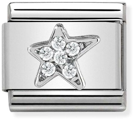 Nomination Classic Silver Cubic Zirconia Symbols Asymmetric Star Charm