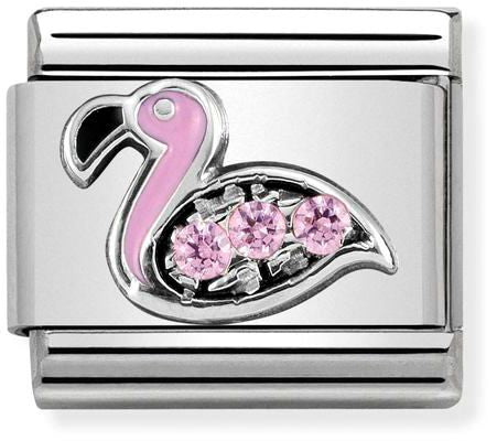 Nomination Classic Silver Symbols Pink Stone Flamingo Charm