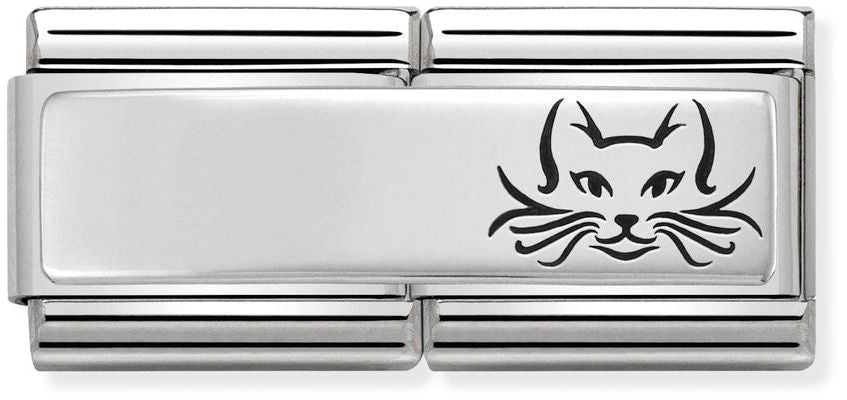 Nomination Classic Silver Double Engraved Cat Charm