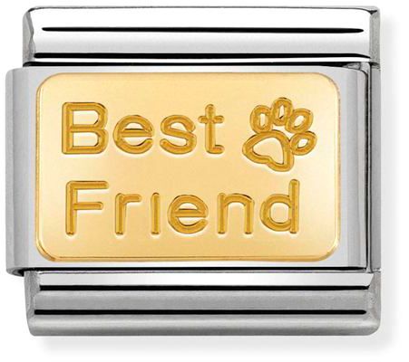 Nomination Classic Gold Engraved Signs Best Friend Paw Print Charm