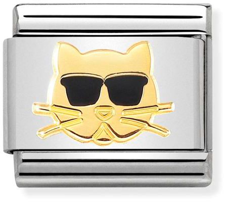 Nomination Classic Gold Symbols Cat With Glasses Charm