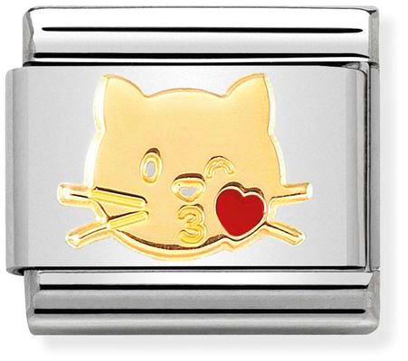 Nomination Classic Gold Symbols Cat With Kiss Charm