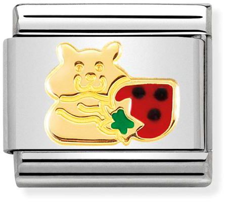 Nomination Classic Gold Symbols Hamster With Strawberry Charm
