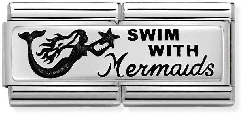 Nomination Classic Silver Double Engraved Swim With Mermaids Charm