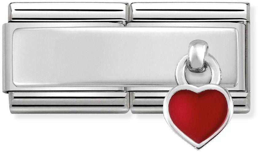 Nomination Classic Silver Double Charm Red Heart Charm