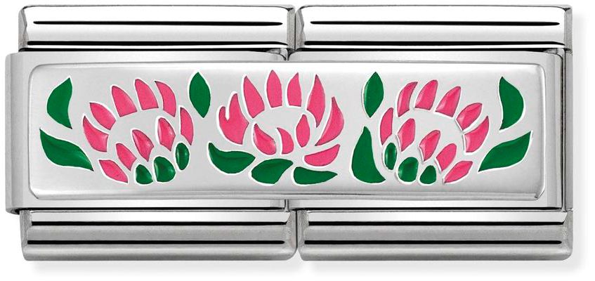 Nomination Classic Silver Double Engraved Protea Flowers Charm