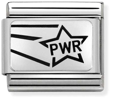 Nomination Classic Silver Oxidised Plates Girl Power PWR Half Charm