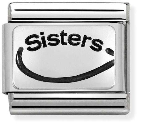 Nomination Classic Silver Oxidised Plates Sisters Infinity Half Charm
