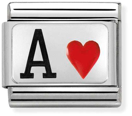 Nomination Classic Silver Oxidised Plates Ace Of Hearts Charm