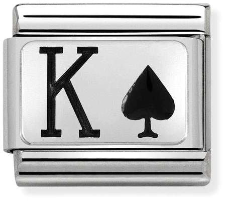 Nomination Classic Silver Oxidised Plates King of Spades Charm