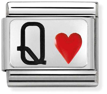 Nomination Classic Silver Oxidised Plates Queen Of Hearts Charm