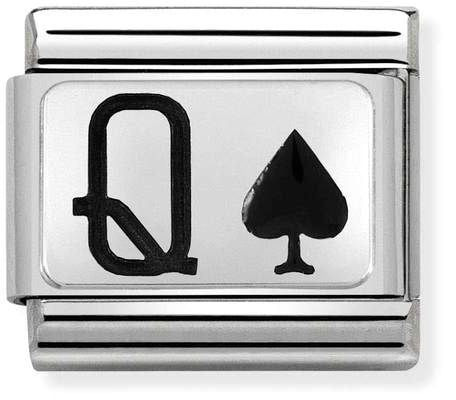 Nomination Classic Silver Oxidised Plates Queen Of Spades Charm
