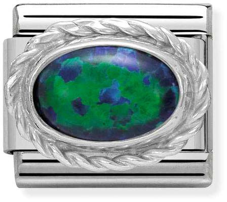 Nomination Classic Silver Hard Stones Green Opal Charm