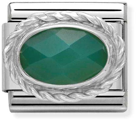 Nomination Classic Silver Hard Stones Green Agate Charm