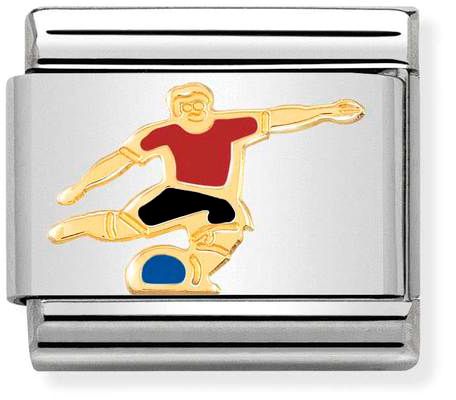 Nomination Classic Gold Sports Red Footballer Charm