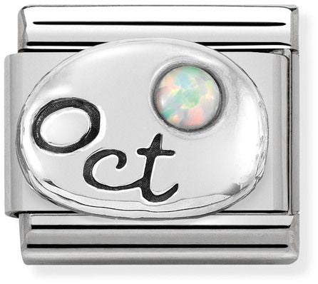 Nomination Classic Silver Symbols October Opal Birthstone Charm