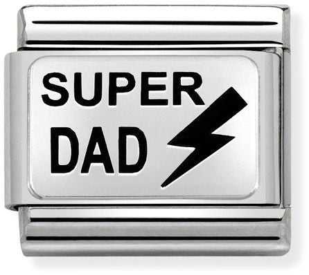 Nomination Classic Silver Oxidised Plates Super Dad Charm