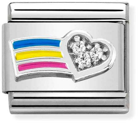 Nomination Classic Silver Cubic Zirconia Symbols Rainbow Heart Charm