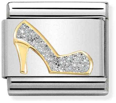 Nomination Classic Gold Symbols Shoe Charm In Gold With Silver Glitter