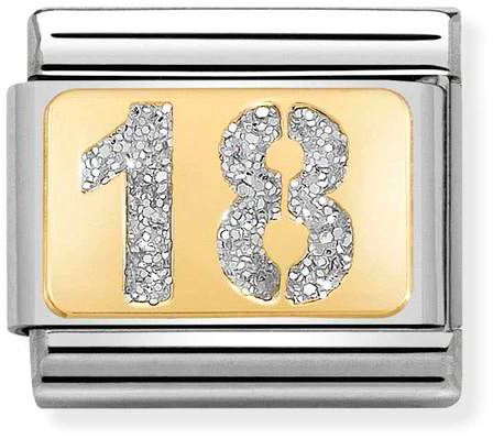 Nomination Classic Gold Symbols 18 Charm In Gold With Silver Glitter