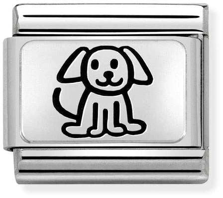 Nomination Classic Silver Oxidised Plates Puppy Charm