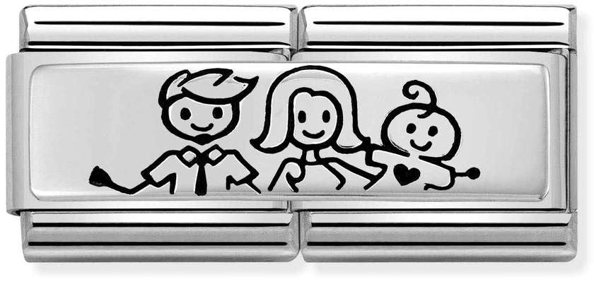 Nomination Classic Silver Double Engraved Family With Baby Boy Charm