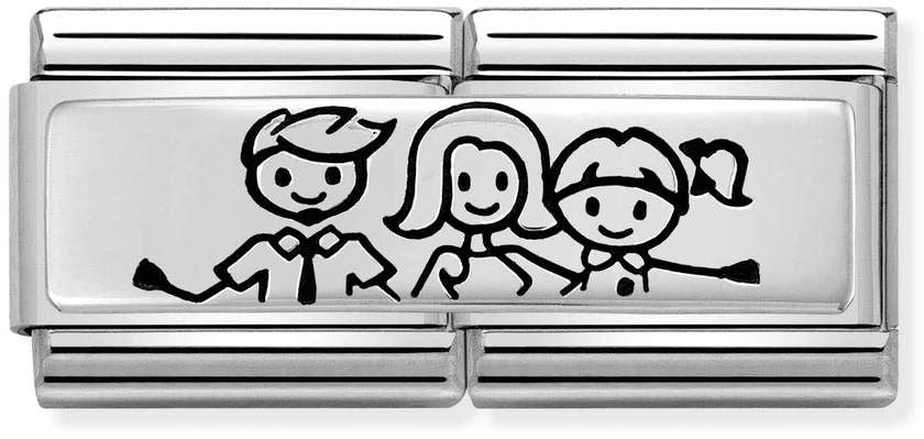Nomination Classic Silver Double Engraved Family With Daughter Charm