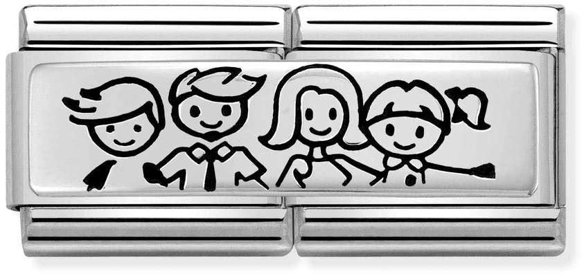 Nomination Classic Silver Double Engraved Family With Boy And Girl Charm